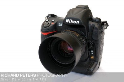The Nikon 50mm 1.4 AFS With the hood attached