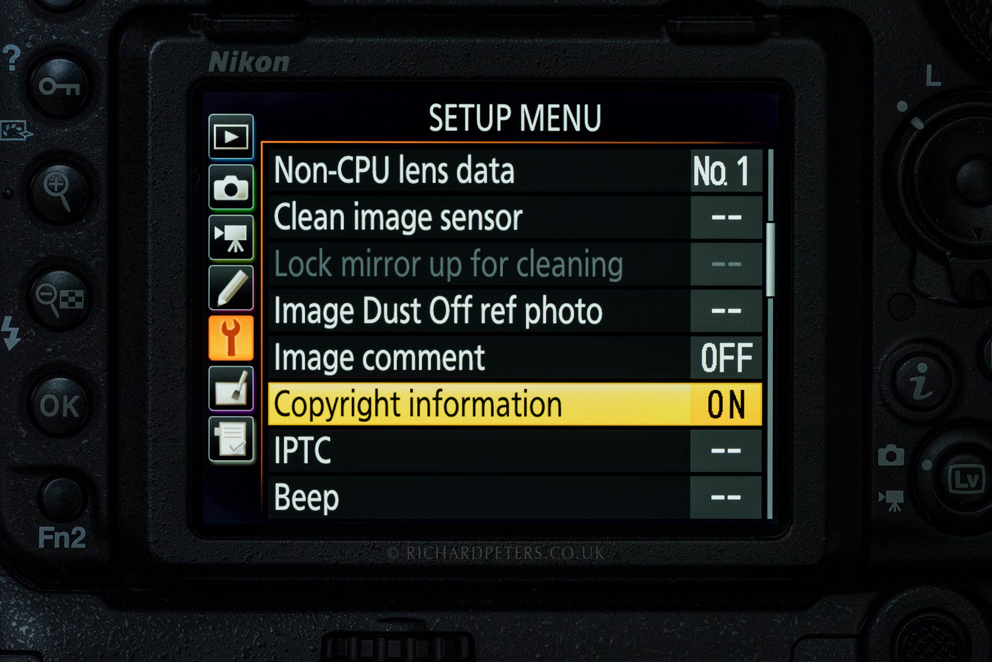 Adding copyright to camera exif