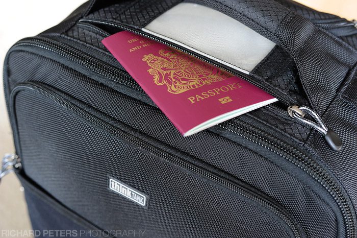 Passport Pocket for easy access of your travel documents. ThinkTank Photo Aiport International v2.0