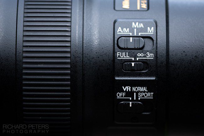 The Nikon 300 f4 PF controls