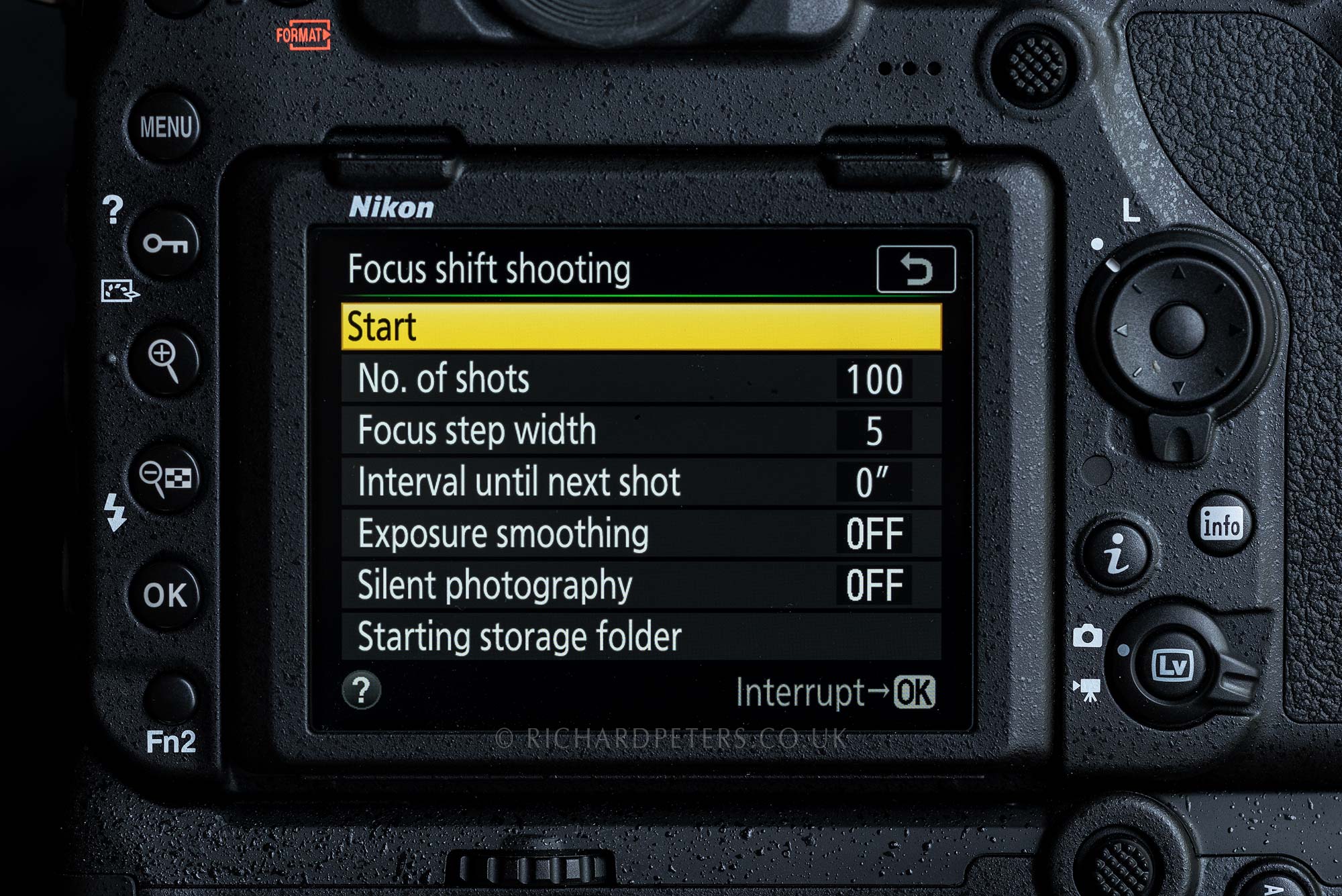 Nikon D850 focus shift menu