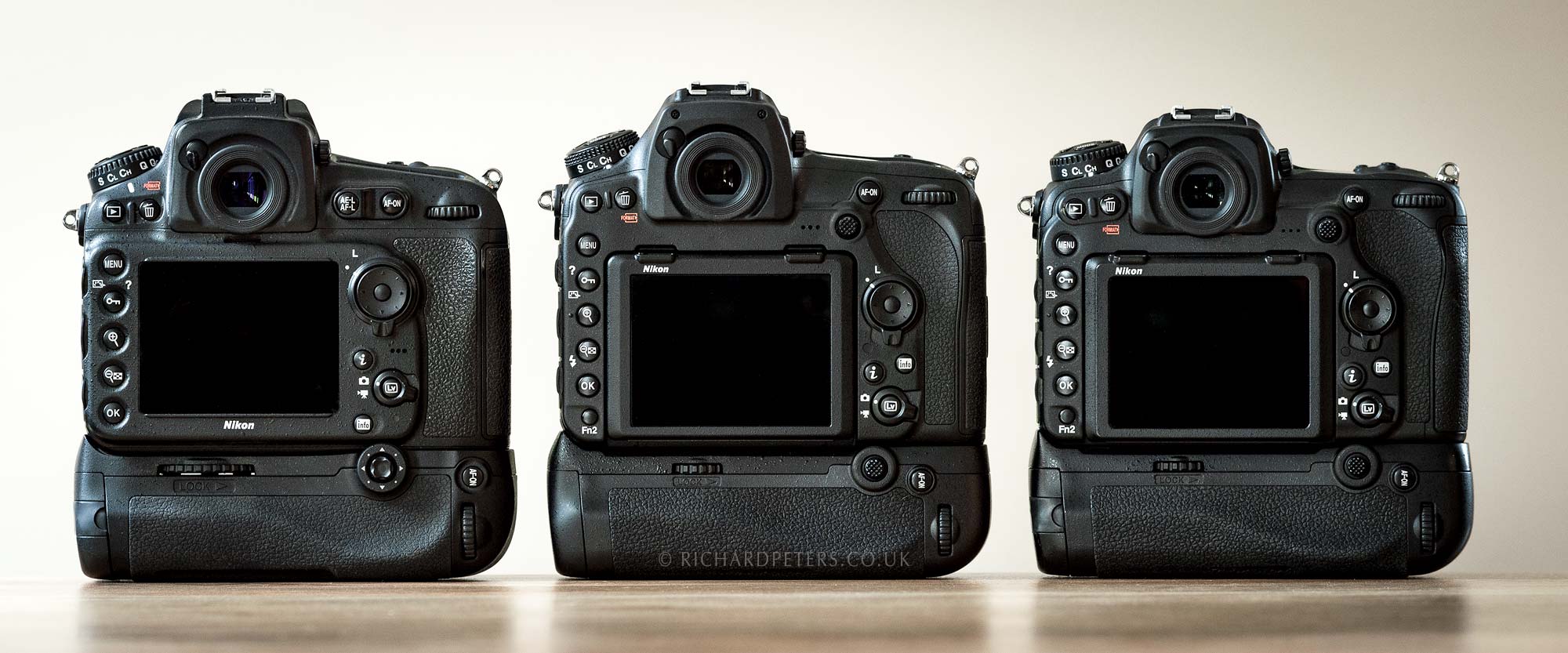 Nikon D850 rear view compared to D810 and D500